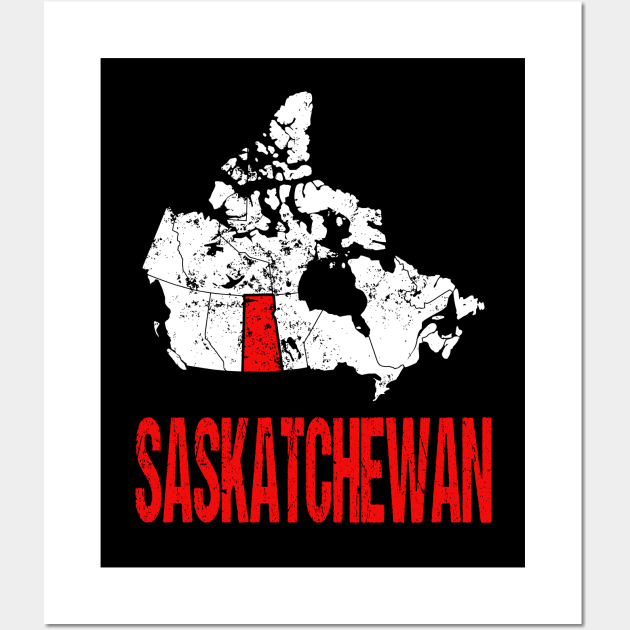 Saskatchewan Vintage Canada Map Wall Art by HyperactiveGhost